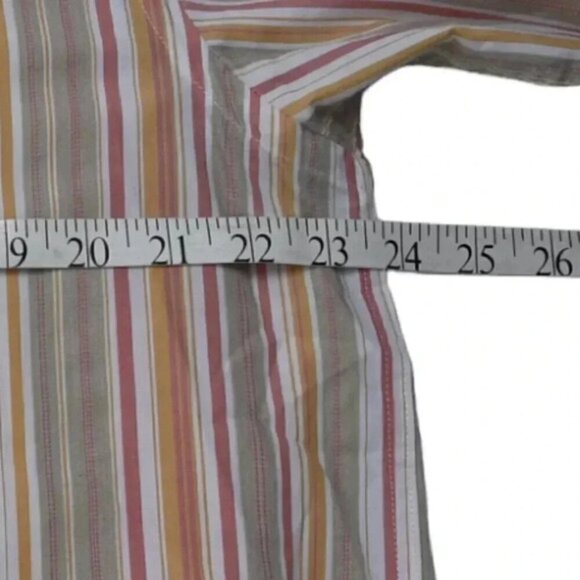 Vintage J. Crew Orange Pink Striped Button Up Dress Shirt Size XL - Picture 7 of 9